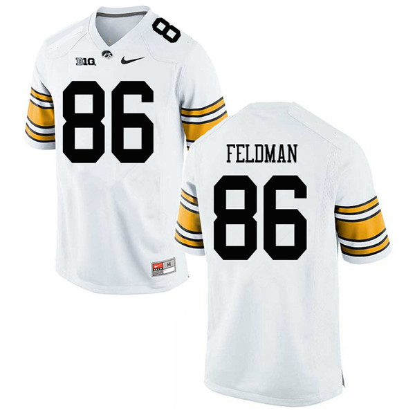 Men #86 Noah Feldman Iowa Hawkeyes College Football Jerseys Sale-White - Click Image to Close